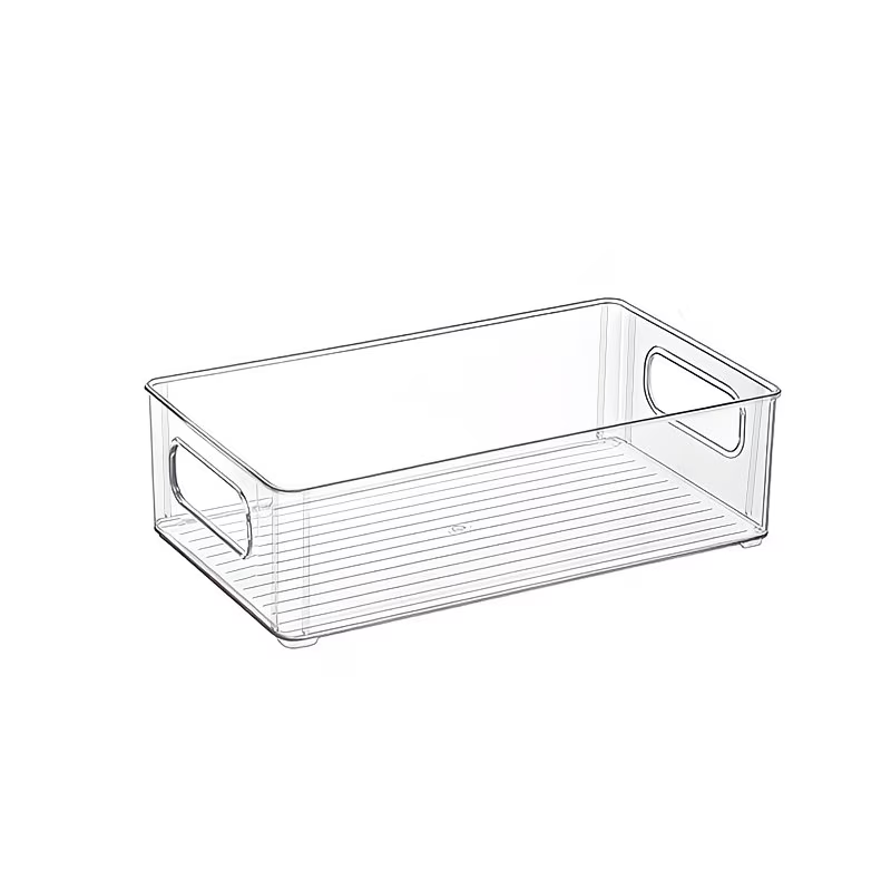 Stackable transparent plastic cosmetic storage box - large capacity organizing basket