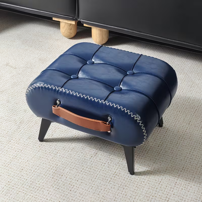 living room entryway shoe cabinet, faux leather sofa stool, shoe changing stool