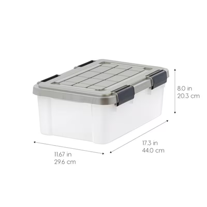 Four heavy-duty, BPA-free storage boxes with sealing lids and secure latches.