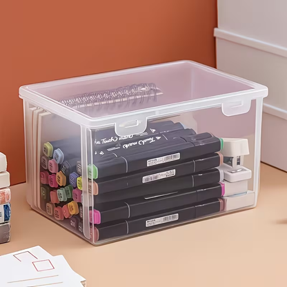 Large capacity transparent plastic storage box, desktop organizer.
