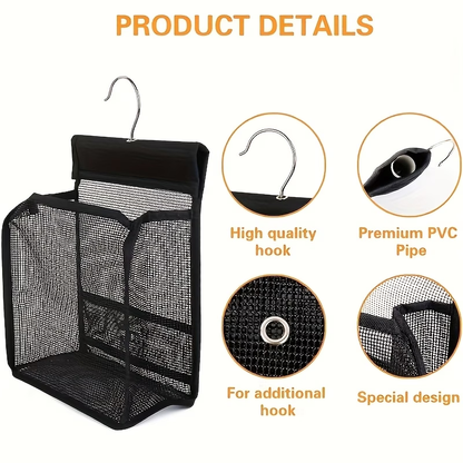 1 mesh shower storage hook, multi-functional hanging bathroom basket, easy to install