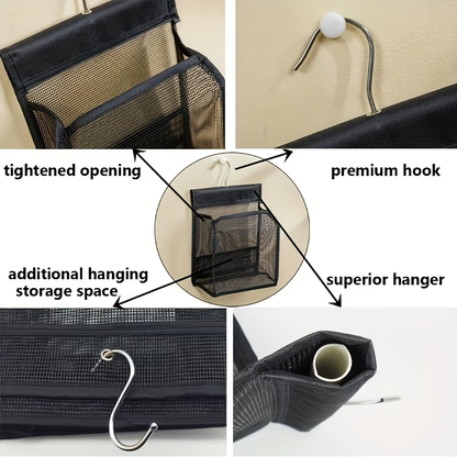 1 mesh shower storage hook, multi-functional hanging bathroom basket, easy to install