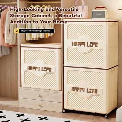Multifunctional flip-top storage box | Foldable and stackable storage box with wheels
