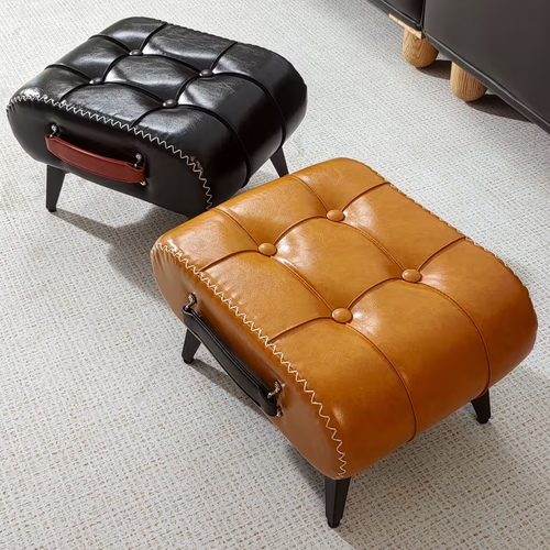 living room entryway shoe cabinet, faux leather sofa stool, shoe changing stool