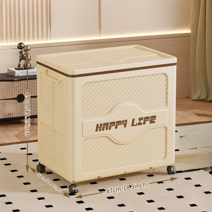 Multifunctional flip-top storage box | Foldable and stackable storage box with wheels