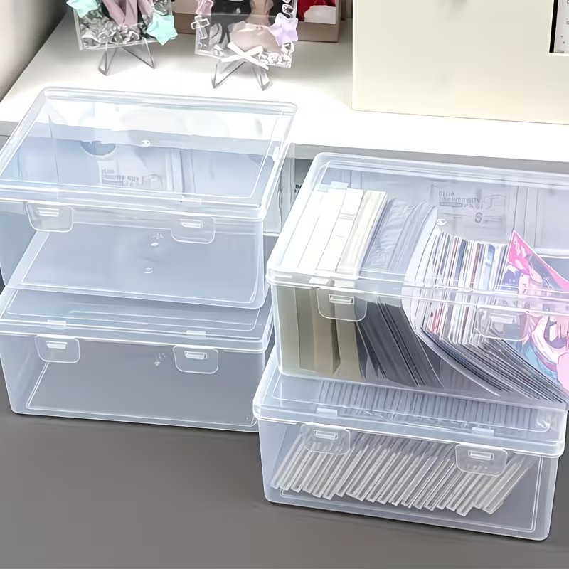 Large capacity transparent plastic storage box, desktop organizer.