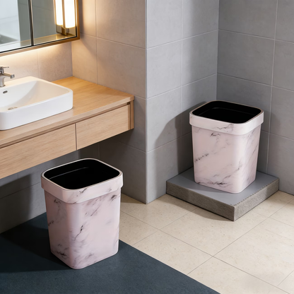 New square trash can, open design, made of durable plastic.