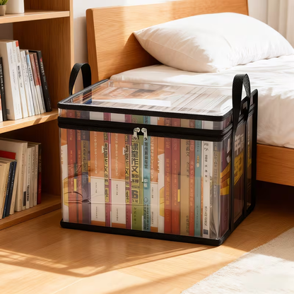 Heavy-duty transparent storage box/flip-top/large rectangular organizer box