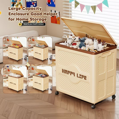 Multifunctional flip-top storage box | Foldable and stackable storage box with wheels