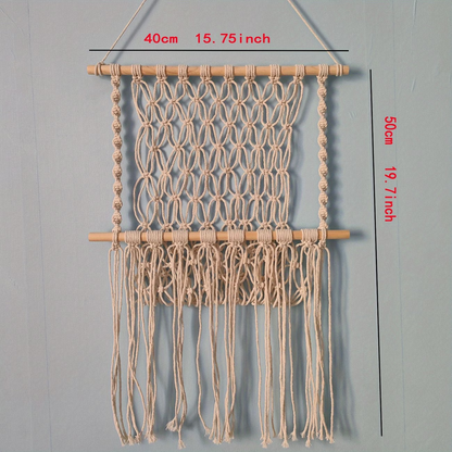 Handmade woven rope storage rack, simple decoration, wall-mounted mesh bag
