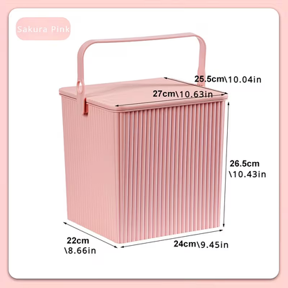 Heavy-duty storage box with lid - bathroom storage basket stool