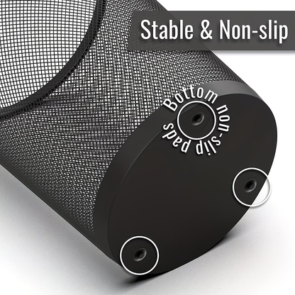 Two 4-gallon wire mesh trash cans - open and ventilated design