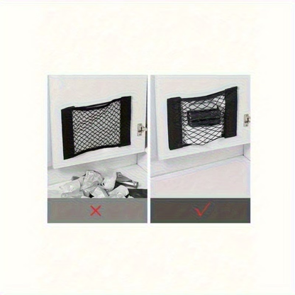 Adhesive wall-mounted storage mesh bags. No drilling required.