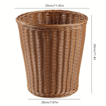 Plastic rattan trash can | Household kitchen trash can, woven open-top trash can