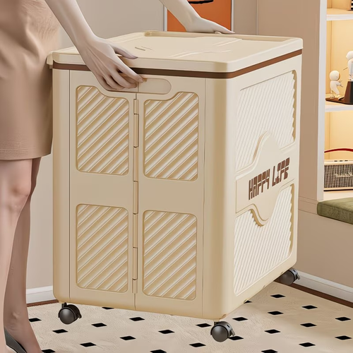 Multifunctional flip-top storage box | Foldable and stackable storage box with wheels
