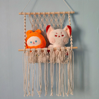 Handmade woven rope storage rack, simple decoration, wall-mounted mesh bag