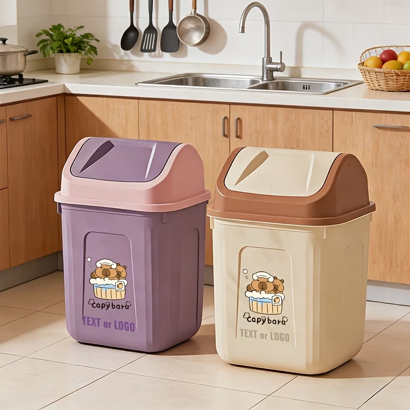 Trash cans for small spaces - Slim rectangular push-to-open trash can