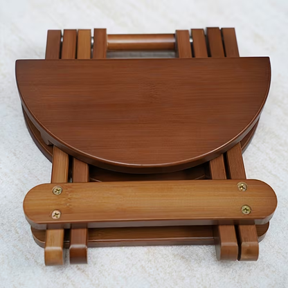 A portable folding round stool, shoe stool, lounge stool, bamboo stool