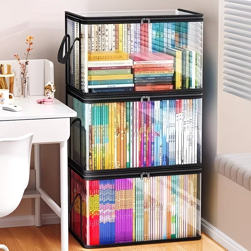 Heavy-duty transparent storage box/flip-top/large rectangular organizer box