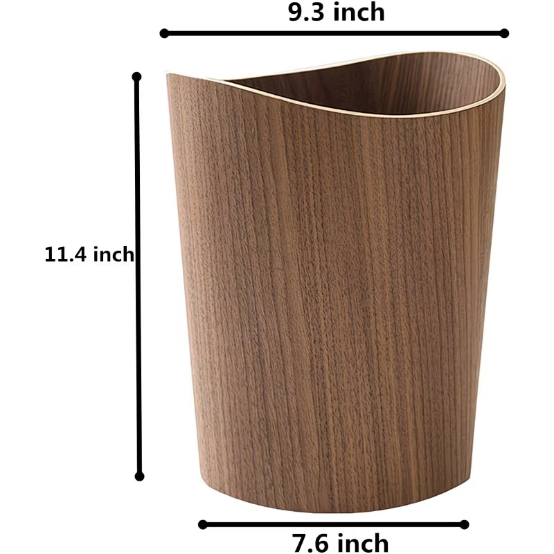 Wooden trash can with pull-out spout - wide-mouth round stackable trash can