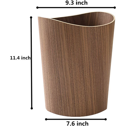 Wooden trash can with pull-out spout - wide-mouth round stackable trash can