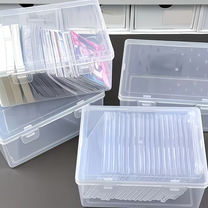 Large capacity transparent plastic storage box, desktop organizer.