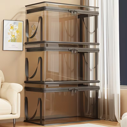 Heavy-duty transparent storage box/flip-top/large rectangular organizer box