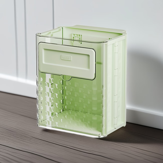 Wall-mounted modern black and white rectangular trash can with lid