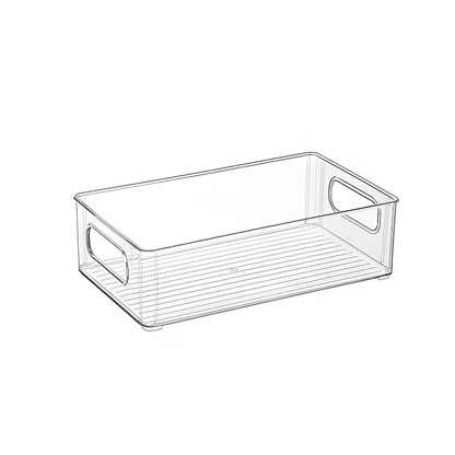 Stackable transparent plastic cosmetic storage box - large capacity organizing basket
